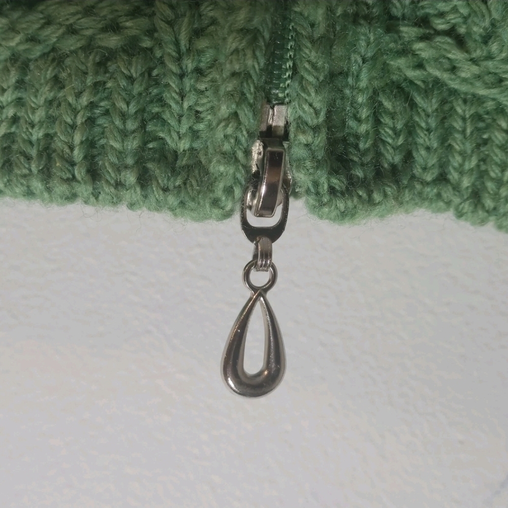 Aran Crafts Sz 2-3Y Green Merino Wool Irish Fisherman Zip Hooded Vest - Picture 7 of 10